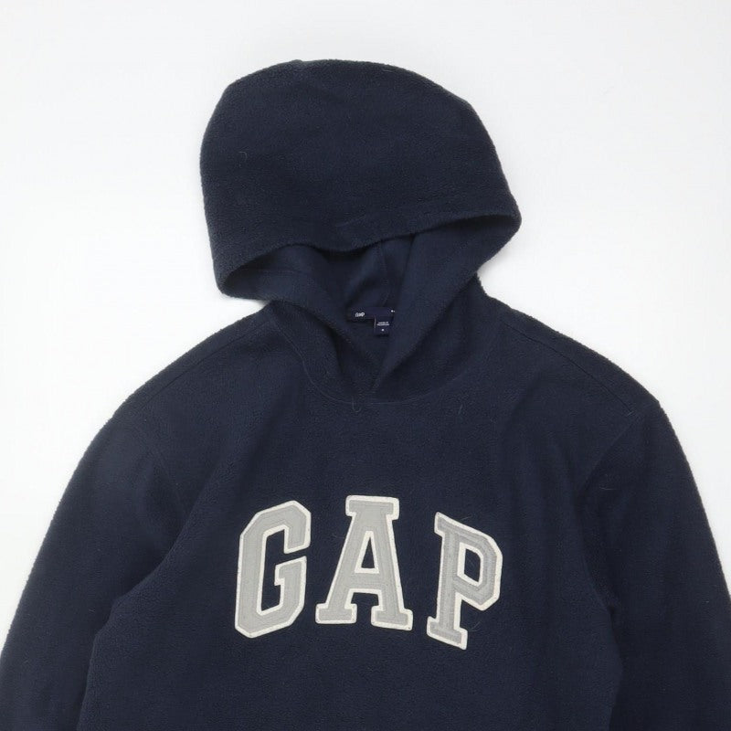 Gap Men’s Blue S Pullover Fleece Hoodie Logo Graphic Pockets