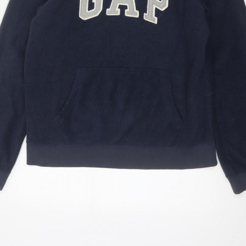 Gap Men’s Blue S Pullover Fleece Hoodie Logo Graphic Pockets