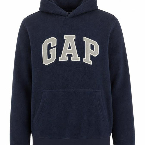 Gap Men’s Blue S Pullover Fleece Hoodie Logo Graphic Pockets
