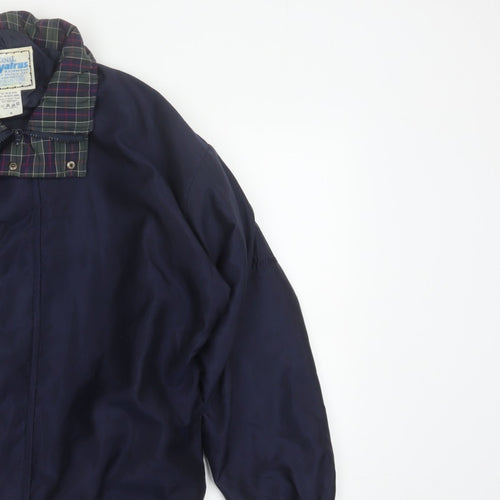 Walrus Men’s Blue M Vintage Windbreaker Rain Jacket Tartan Collar