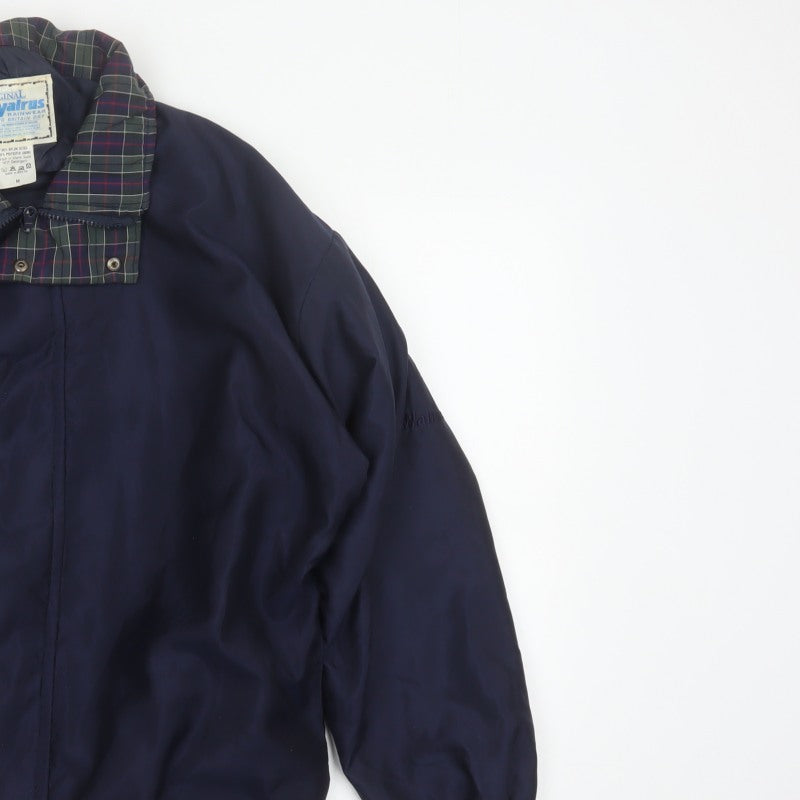 Walrus Men’s Blue M Vintage Windbreaker Rain Jacket Tartan Collar