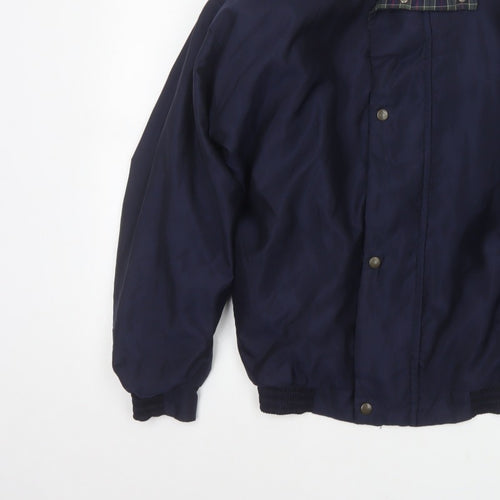 Walrus Men’s Blue M Vintage Windbreaker Rain Jacket Tartan Collar