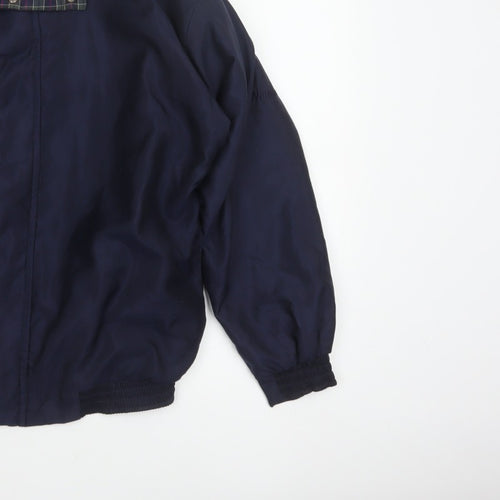 Walrus Men’s Blue M Vintage Windbreaker Rain Jacket Tartan Collar