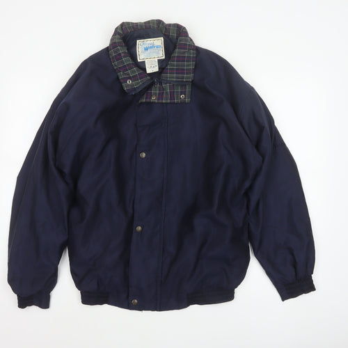 Walrus Men’s Blue M Vintage Windbreaker Rain Jacket Tartan Collar