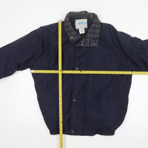 Walrus Men’s Blue M Vintage Windbreaker Rain Jacket Tartan Collar
