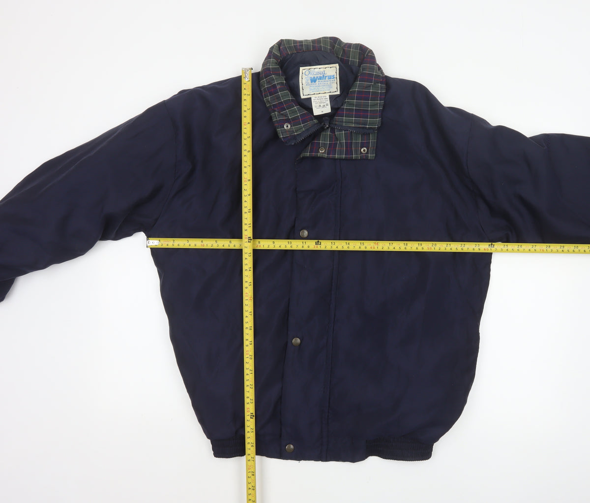 Walrus Men’s Blue M Vintage Windbreaker Rain Jacket Tartan Collar