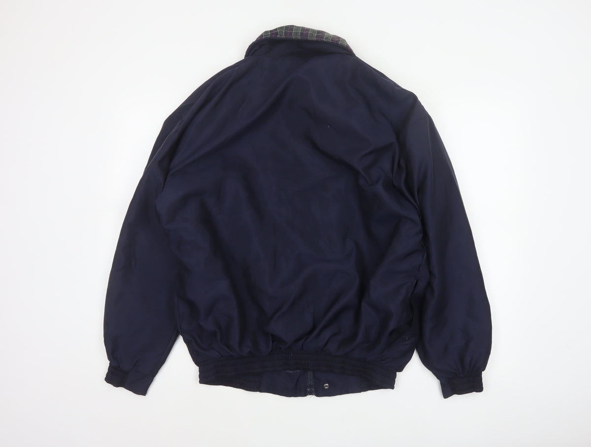 Walrus Men’s Blue M Vintage Windbreaker Rain Jacket Tartan Collar