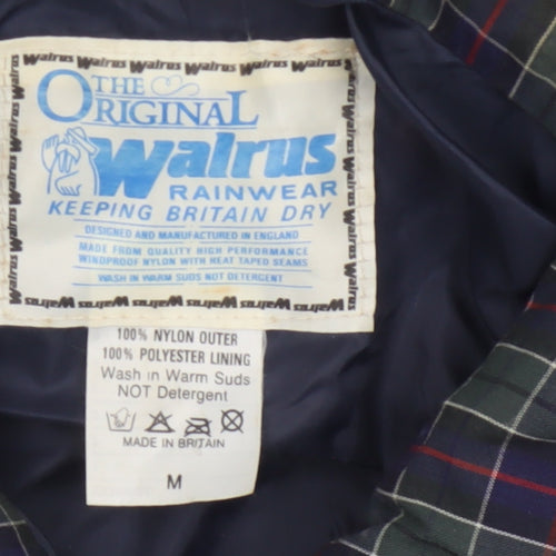 Walrus Men’s Blue M Vintage Windbreaker Rain Jacket Tartan Collar