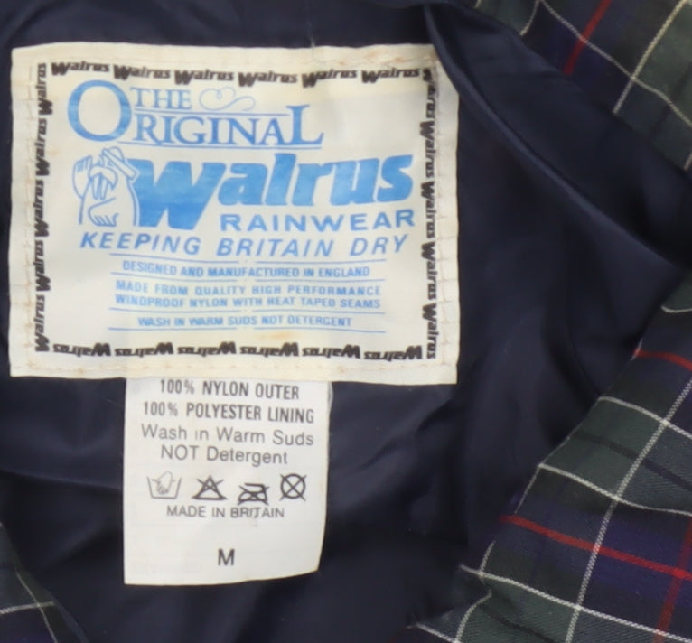 Walrus Men’s Blue M Vintage Windbreaker Rain Jacket Tartan Collar