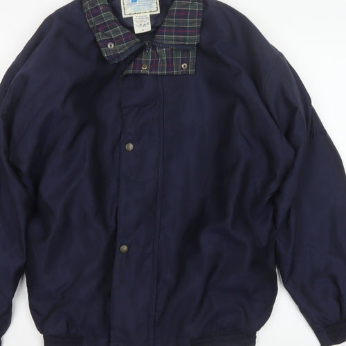 Walrus Men’s Blue M Vintage Windbreaker Rain Jacket Tartan Collar