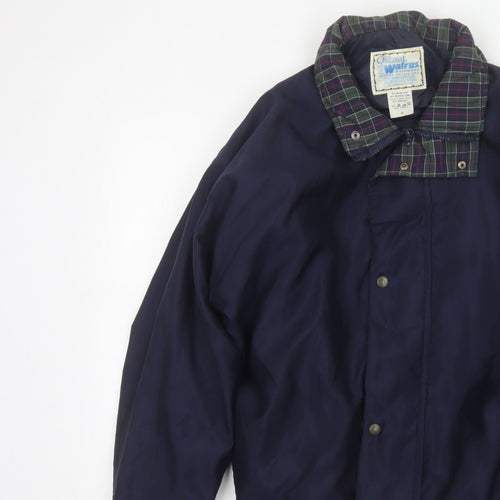 Walrus Men’s Blue M Vintage Windbreaker Rain Jacket Tartan Collar