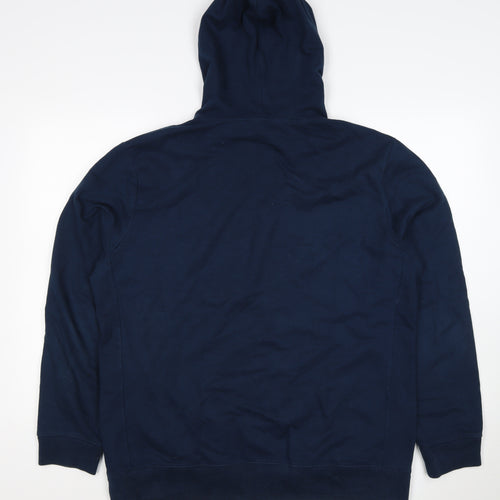 GAP Men’s Navy Blue L Pullover Hoodie Red Logo Graphic Cotton