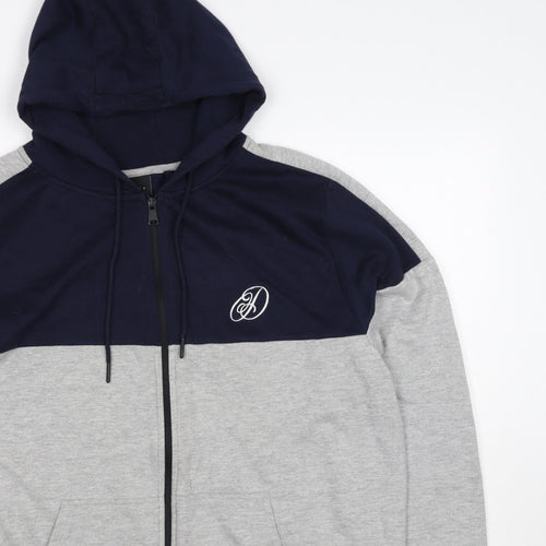 Dissident Men’s Navy Grey XL Full Zip Logo Hoodie