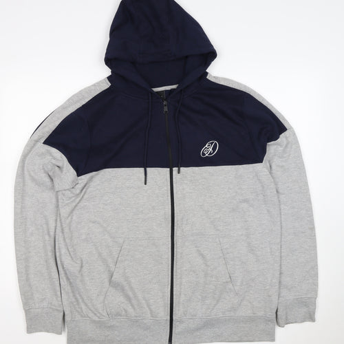 Dissident Men’s Navy Grey XL Full Zip Logo Hoodie