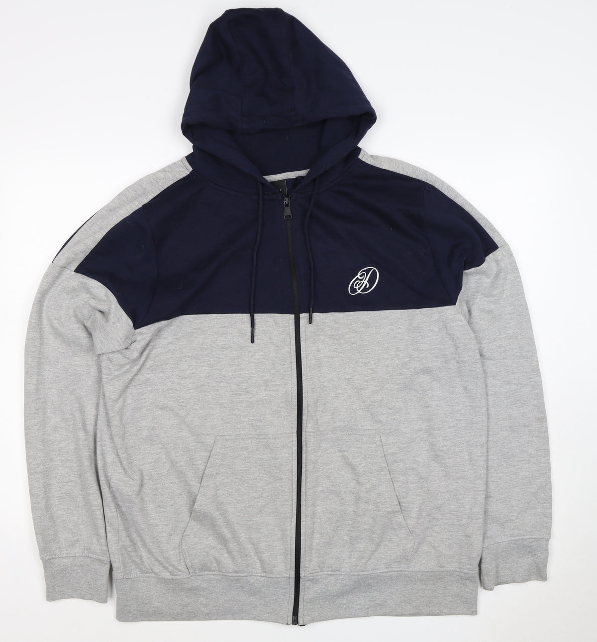Dissident Men’s Navy Grey XL Full Zip Logo Hoodie