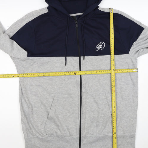 Dissident Men’s Navy Grey XL Full Zip Logo Hoodie