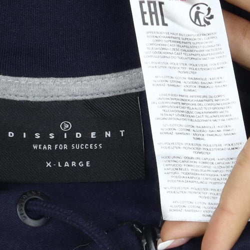 Dissident Men’s Navy Grey XL Full Zip Logo Hoodie