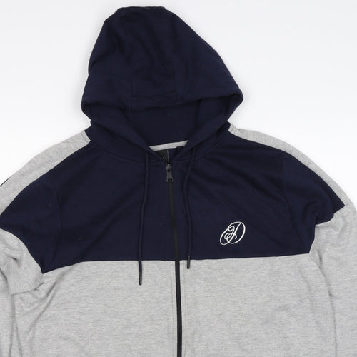 Dissident Men’s Navy Grey XL Full Zip Logo Hoodie