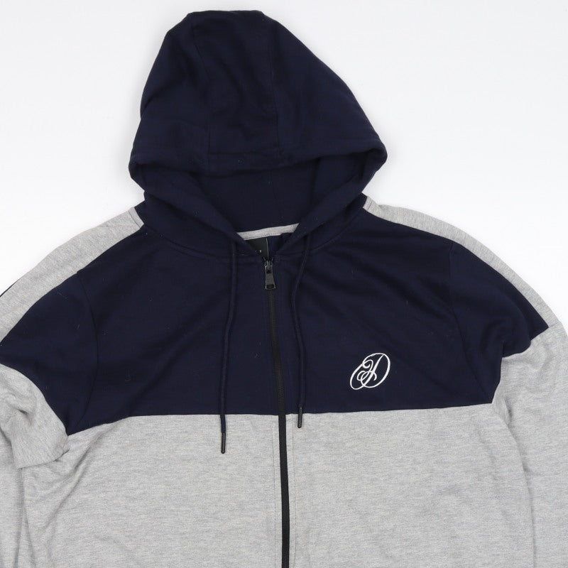 Dissident Men’s Navy Grey XL Full Zip Logo Hoodie