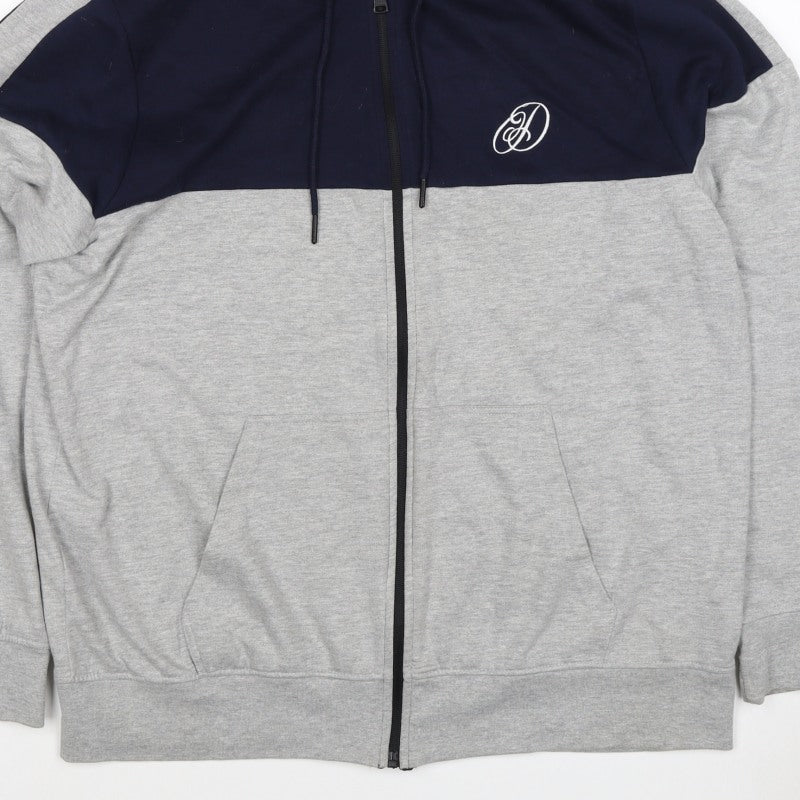 Dissident Men’s Navy Grey XL Full Zip Logo Hoodie