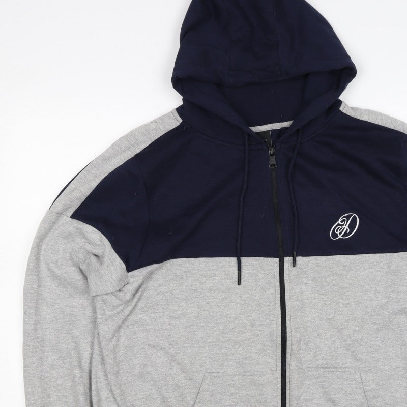 Dissident Men’s Navy Grey XL Full Zip Logo Hoodie