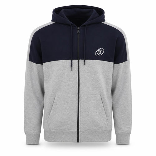 Dissident Men’s Navy Grey XL Full Zip Logo Hoodie