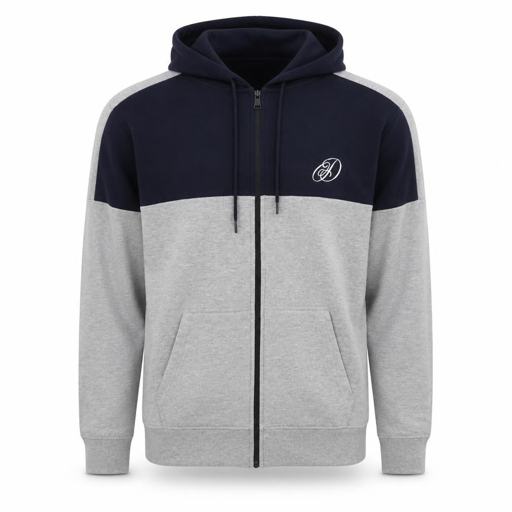 Dissident Men’s Navy Grey XL Full Zip Logo Hoodie