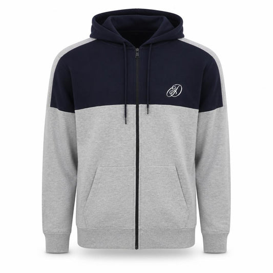 Dissident Men’s Navy Grey XL Full Zip Logo Hoodie