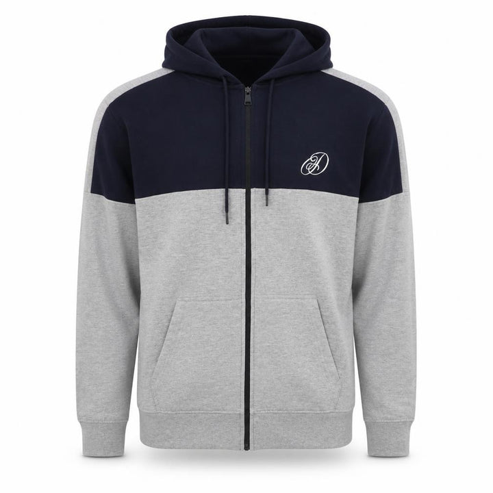 Dissident Men’s Navy Grey XL Full Zip Logo Hoodie