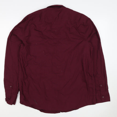 Dunnes Stores Men’s Burgundy Red L Regular Fit Cotton Button-Up Shirt