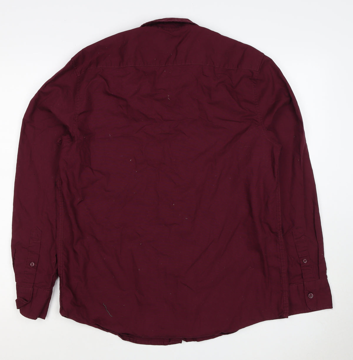 Dunnes Stores Men’s Burgundy Red L Regular Fit Cotton Button-Up Shirt