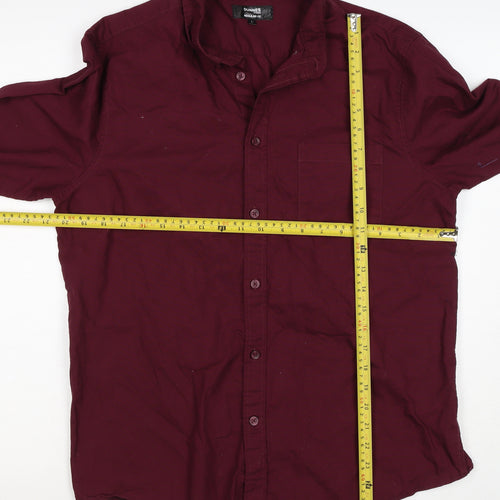 Dunnes Stores Men’s Burgundy Red L Regular Fit Cotton Button-Up Shirt
