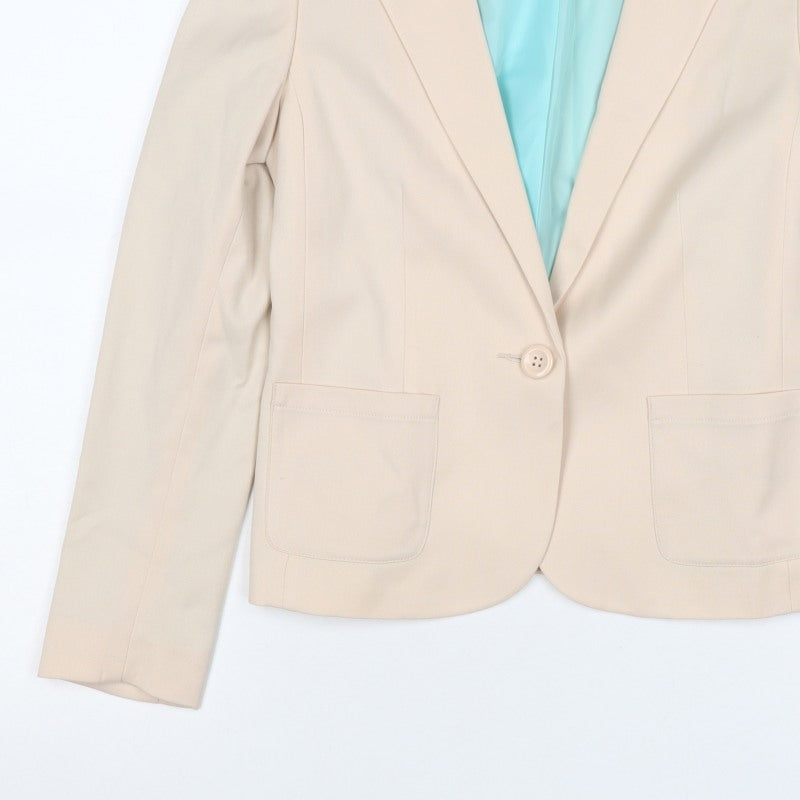 H&M Divided Women Beige UK 8 Single Button Lined Blazer