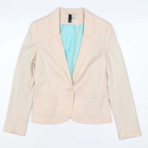 H&M Divided Women Beige UK 8 Single Button Lined Blazer