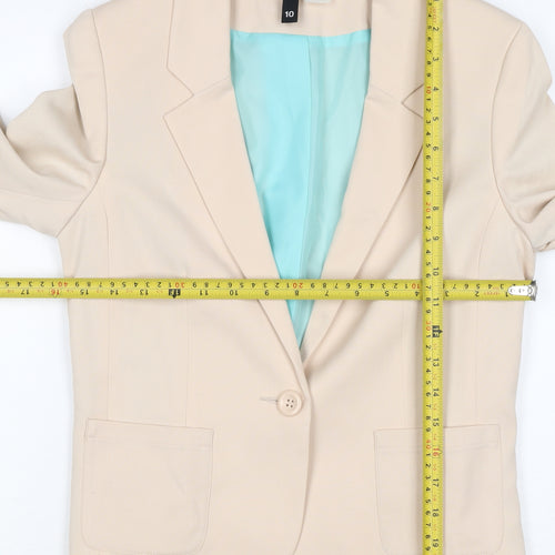 H&M Divided Women Beige UK 8 Single Button Lined Blazer