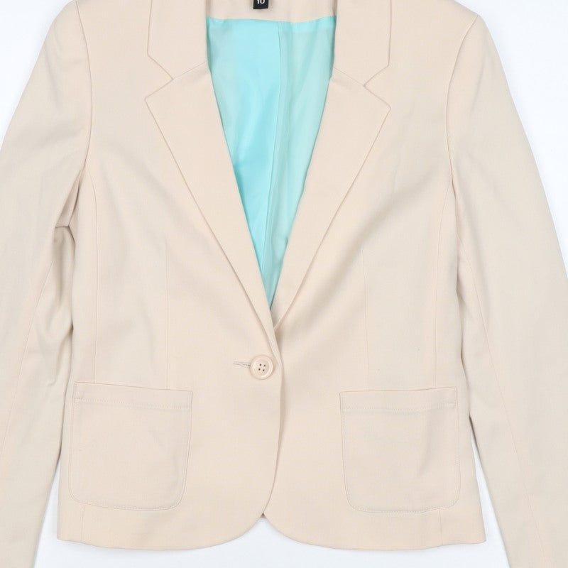 H&M Divided Women Beige UK 8 Single Button Lined Blazer