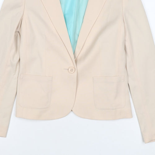 H&M Divided Women Beige UK 8 Single Button Lined Blazer