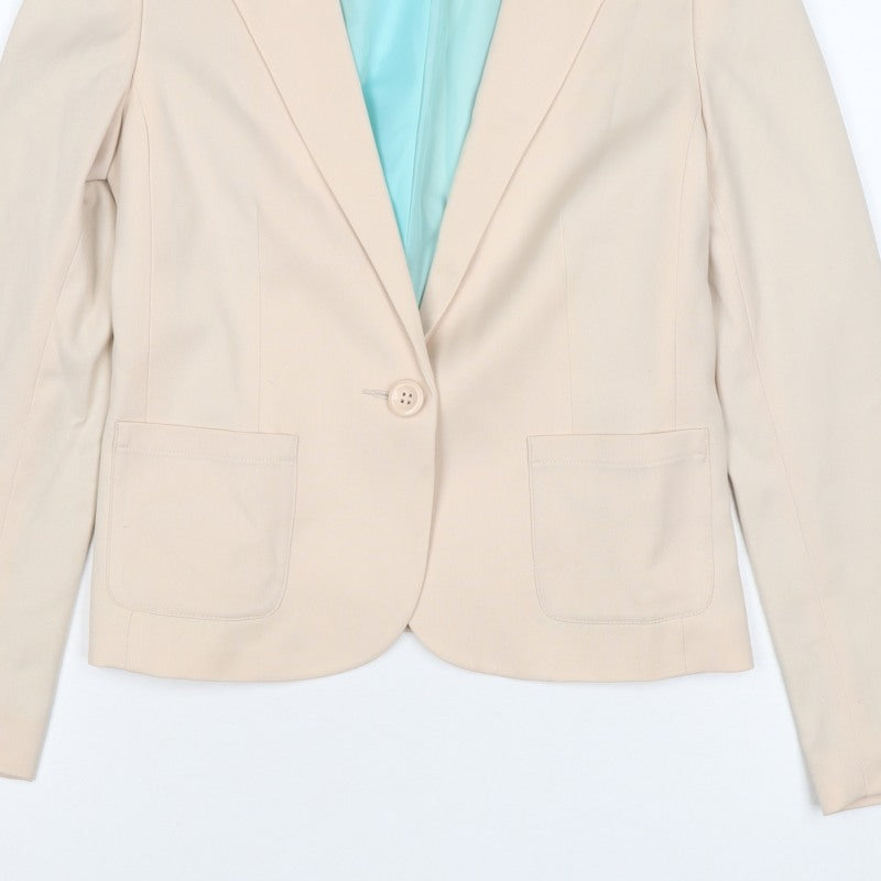 H&M Divided Women Beige UK 8 Single Button Lined Blazer