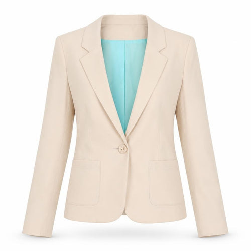 H&M Divided Women Beige UK 8 Single Button Lined Blazer