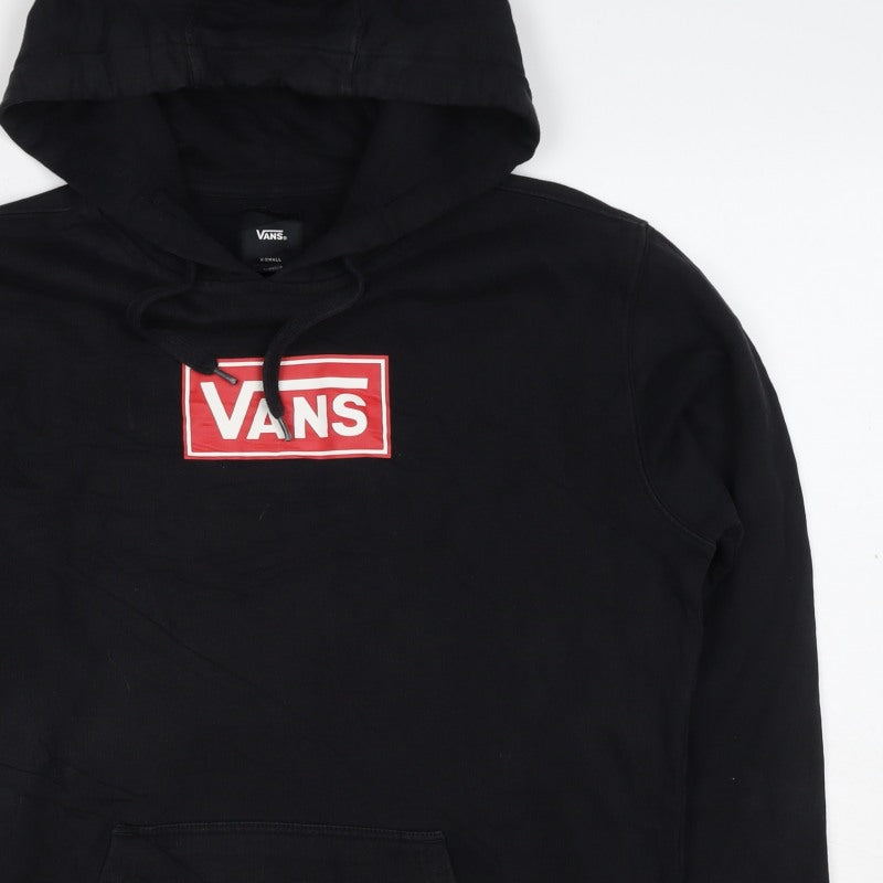 Vans Men's Black XS Pullover Logo Hoodie Cotton Skateboarding