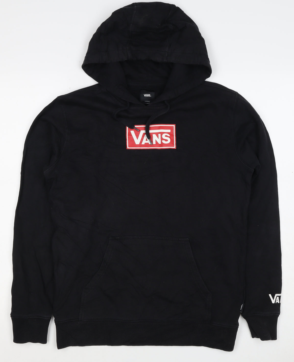 Vans Men's Black XS Pullover Logo Hoodie Cotton Skateboarding