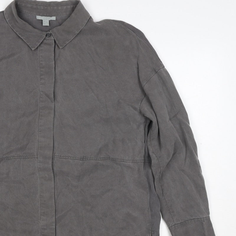 Additional view of COS Men Grey S Lyocell Relaxed Long Sleeve Button-Up Shirt