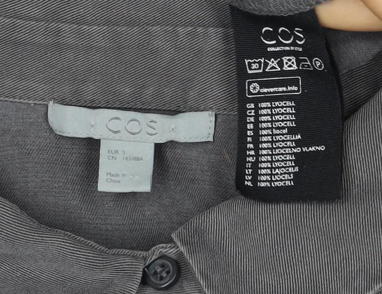 Additional view of COS Men Grey S Lyocell Relaxed Long Sleeve Button-Up Shirt