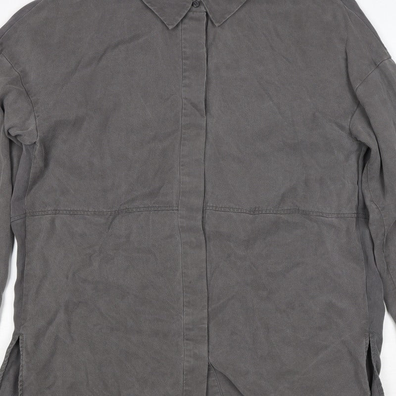 Additional view of COS Men Grey S Lyocell Relaxed Long Sleeve Button-Up Shirt