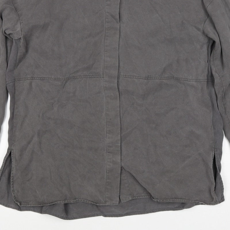 Additional view of COS Men Grey S Lyocell Relaxed Long Sleeve Button-Up Shirt