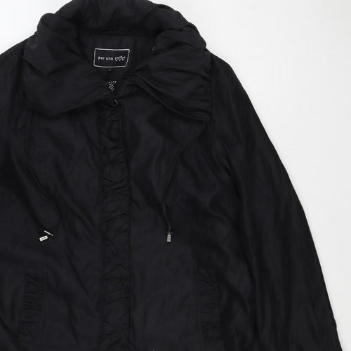 Per Una Women’s Black L Hooded Long Ruffle Zip Jacket