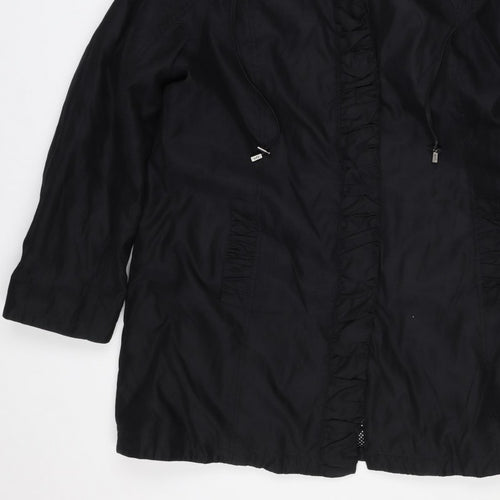 Per Una Women’s Black L Hooded Long Ruffle Zip Jacket