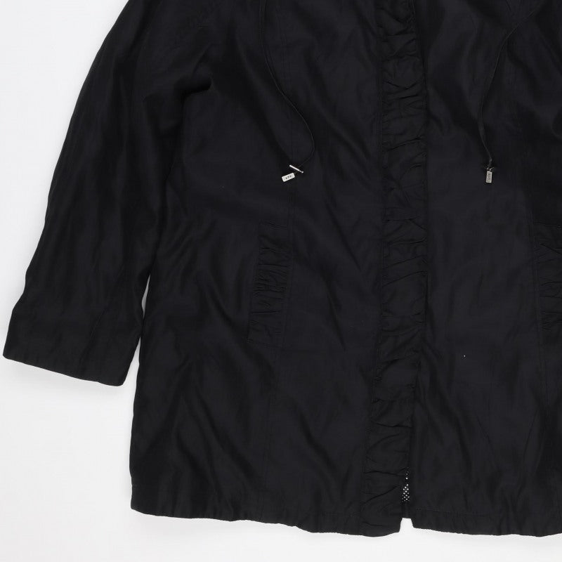 Per Una Women’s Black L Hooded Long Ruffle Zip Jacket