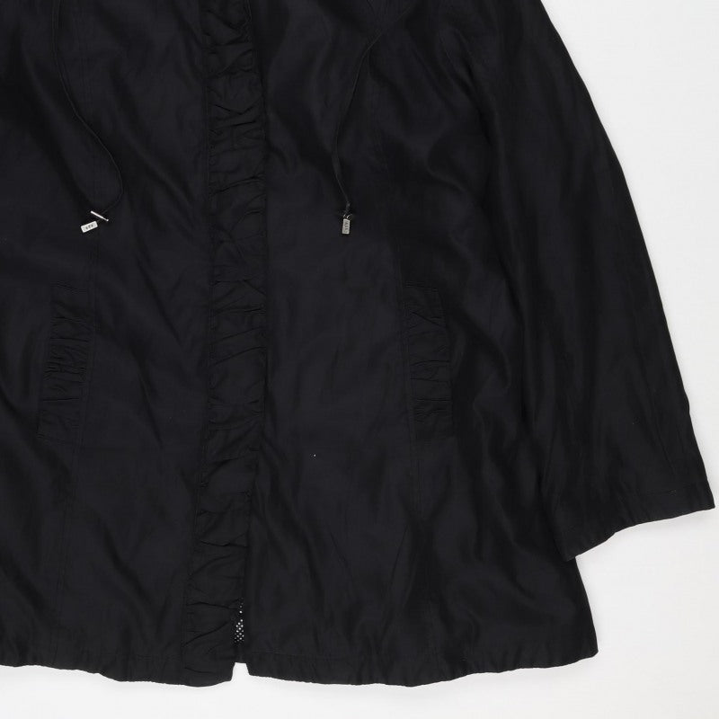 Per Una Women’s Black L Hooded Long Ruffle Zip Jacket