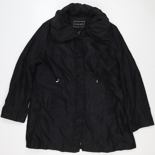 Per Una Women’s Black L Hooded Long Ruffle Zip Jacket